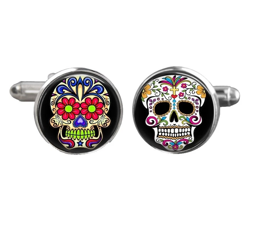 Gemelos Negro Bañado en Plata Cristal para hombres