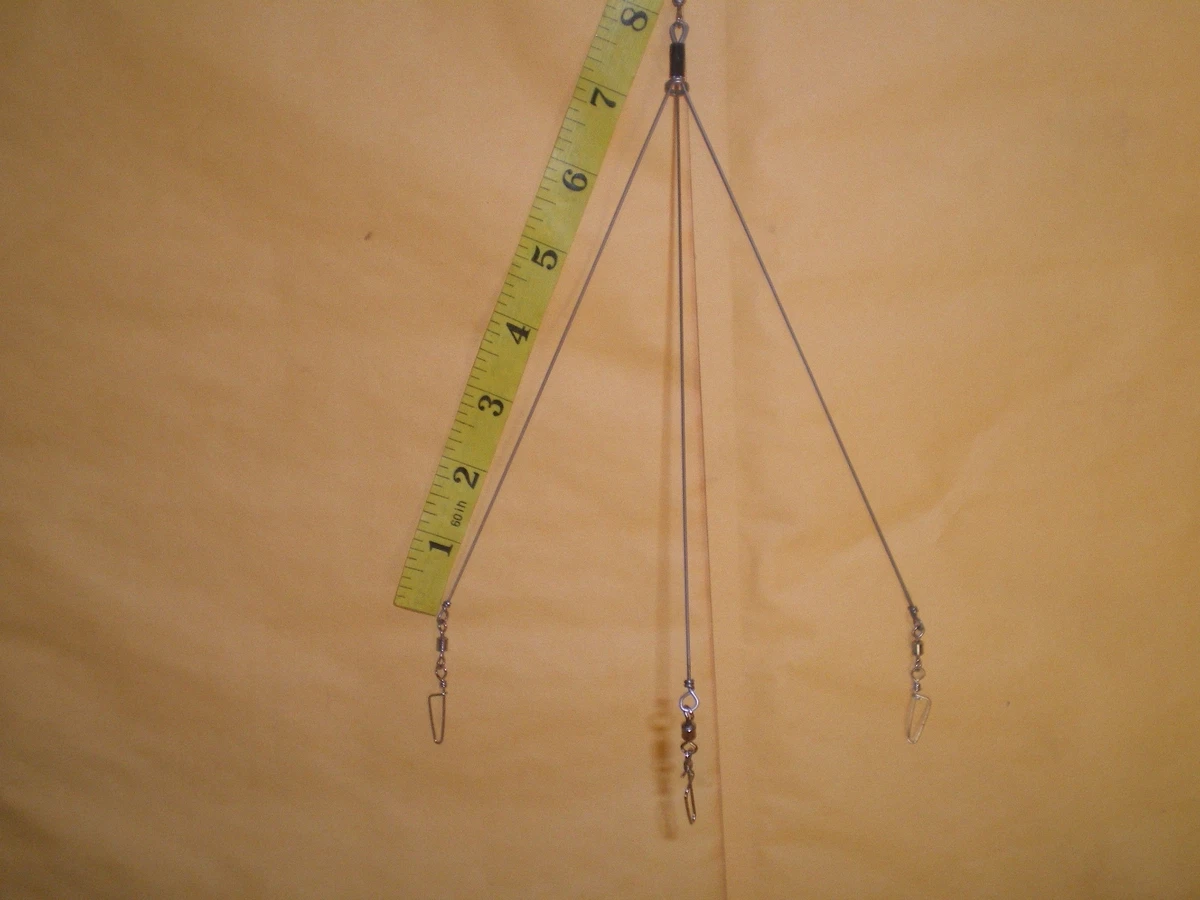 3 Terminali Ombrello Da Pesca Fatti A Mano - 5" Bracci .039 - Esche Per Crappie, Bass (USA)