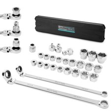 Duratech 27pcs Extra Long Flex Head Ratcheting Wrench Set 8-22mm Socket Adapters