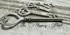 Steampunk Keys Assorted Lot Heart Key Pendants Silver Charms Skeleton Keys 6/12