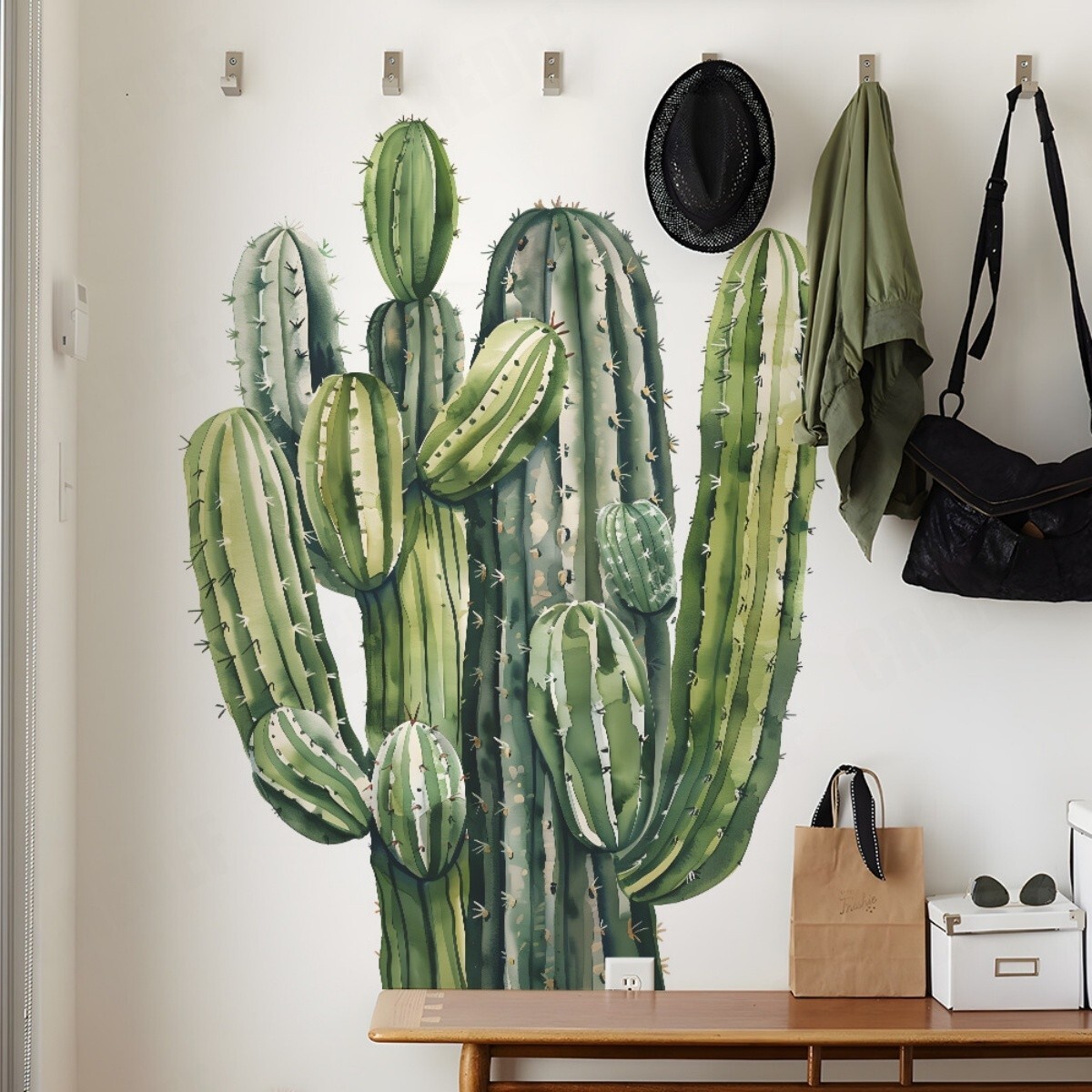 Wandsticker Wandtattoo Pflanzen Kaktus Aufkleber Eckdeko Türdeko Foyer Wanddeko