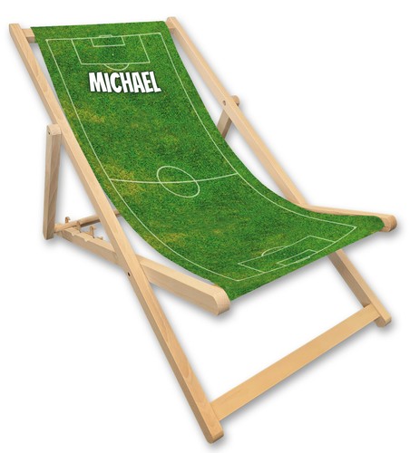 Liegestuhl mit Name, Fußball, Geschenk Trainer Männer, Spielfeld, grün, Verein - Imagen 1 de 5