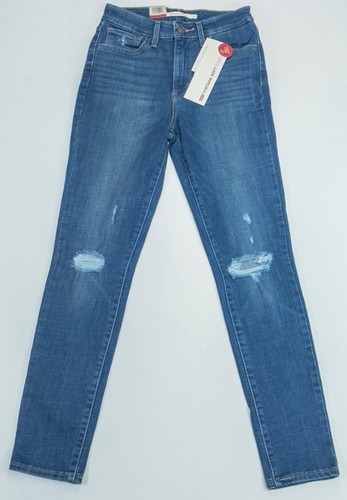 Señoras 721 alto aumento Levi's tobillo Skinny Jeans azul rasgada | eBay