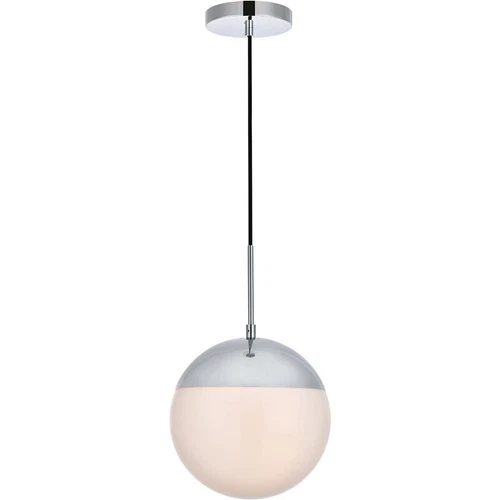 Silver Pendant Lighting Frosted White Glass shade Kitchen Island 1 Light Fixture - Picture 1 of 8