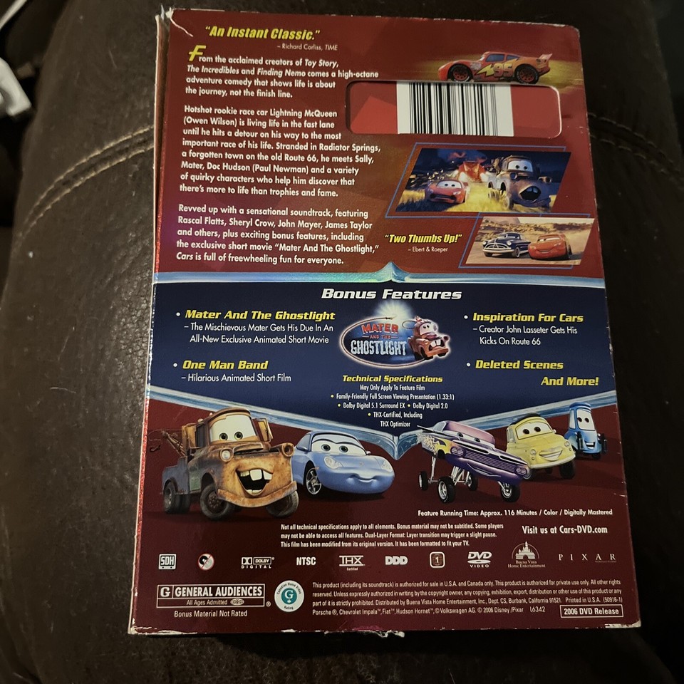 Cars from Disney Pixar (DVD Video, 2006, Full Screen) + 4 Bonus ...