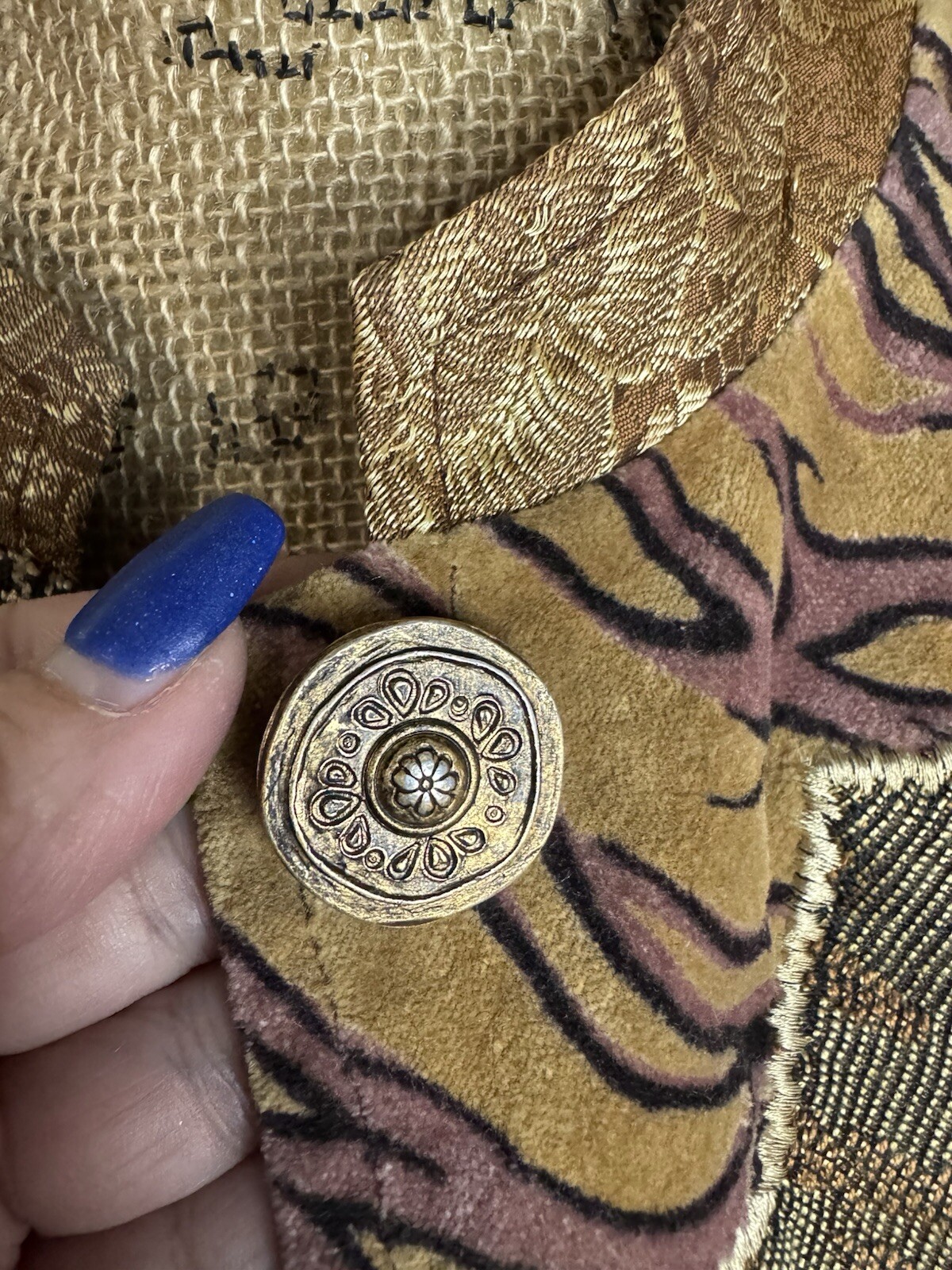 Vintage Indigo Moon Patchwork Jacket L - image 6