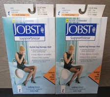 Lot of 2 Jobst Mild Compression Knee High Ultra Sheer White 8-15mmhg Sz. 7-9 NEW