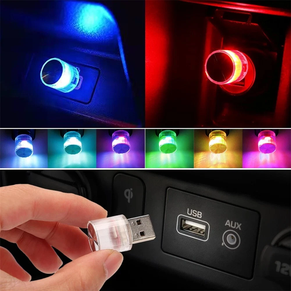 Mini RGB LED USB Car Interior Light Neon Atmosphere Ambient Lamp