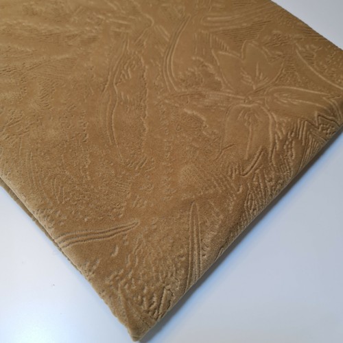 Tan Brown Chinelle Velvet Upholstery Material Curtain Craft Floral Emboss Fabric - Picture 9 of 9