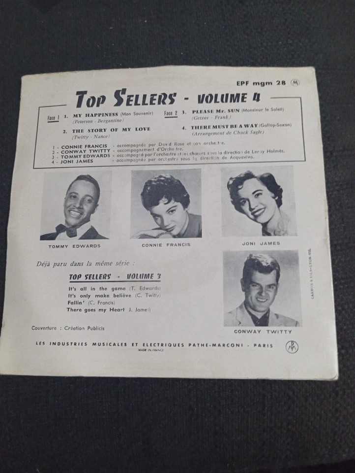 Connie Francis my happyness Conway Twitty+2 MGM EP Top Sellers vol.4 France - Image 2 of 3