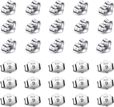 2/15 Pairs 925 Sterling Silver Earring Backs Replacement Secure Ear Locking,