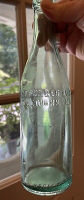 Vtg G. Krueger Brewing Co., Newark, N.J. Embossed Aqua Blue Beer Bwg Bottle
