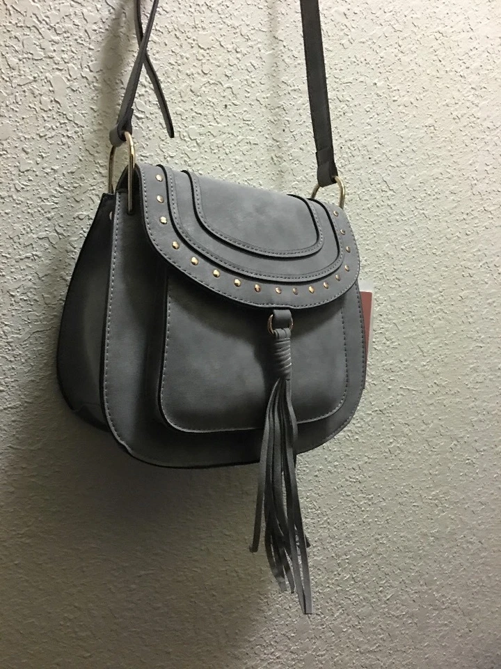 BOLSO BANDOLERA FRANCO SARTO REX SILLÍN OROPEL FLECOS GUNMETAL NUEVO Foto 3 de 4