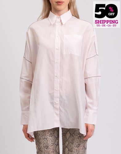 RRP€1596 BRUNELLO CUCINELLI Shirt Size M Silk Blend Monili Beads Made in Italy