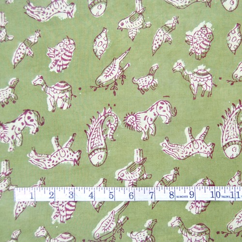 Indian Hand Block Animal Printed 10 Yard 100% Cotton Fabric Craft Material AB - Picture 6 of 7