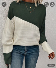 Color Block Loose Pullover Sweater, Elegant Long Sleeve Drop Shoulder Sweater, W