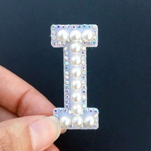A-Z Letter Pearl Patches Rhinestone Sew Iron on Applique Alphabet Garment Badge - Picture 21 of 38