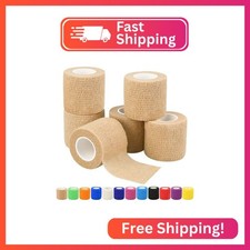 2" Self Adhesive Bandage Wraps, 6pcs 5 Yard Breathable Elastic Wraps, Skin Color