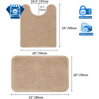 Badematten Set 2-Teilig Rutschfest Mikrofaser Weich 50 X 80Cm Beige Badezimmer