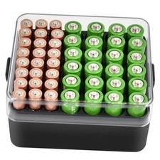 Battery Organizer Case, Battery Vault Box for 48pcs AA Medium 48 AA AAA Black