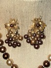 Beajewels Champagne Pearls & Rhinestone Earrings Signed / Necklace Bracelet Set — photo 3