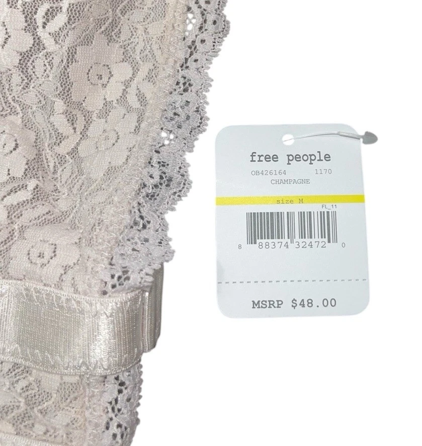 Bralette de encaje mediano para mujer Champagne Free People Call Me Darling venta al por menor $48.00 Foto 3 de 4