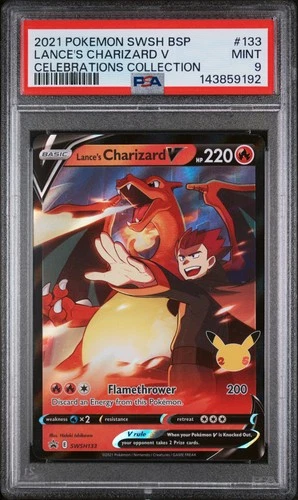 2021 POKEMON SWSH BLACK STAR PROMO CELEBRATIONS COLL LANCE'S CHARIZARD V PSA 9