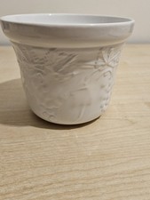White Embossed Ceramic Plant Pot