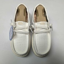 Hey Dude Women's Wendy Frayed Canvas Snow White NIB 2026