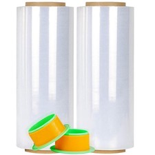 2 Pack Clear Stretch Film Industrial Strength 12'' x 1000 feet 80 Gauge with ...