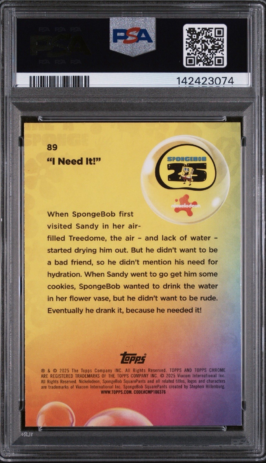 ✨POP 1✨ Highest Graded! PSA 9 Topps Chrome SpongeBob - SpongeBob I NEED IT! #89 view 2