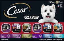 Cesar Wet Dog Food Classic Loaf in Sauce Steak Chicken Lovers Variety Pack 36ct