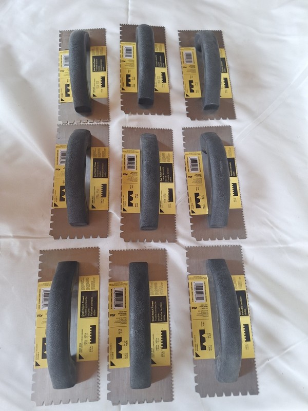 Blue Hawk Tools Dual V Notched TROWEL 3/32" & 3/16" x 3/16" Notch NEW w Tags