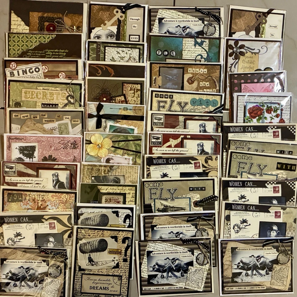 Lote de 40 tarjetas de felicitación hechas a mano surtidas a granel estilo vintage Foto 2 de 4