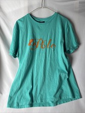 Vtg 90s Polo Ralph Lauren Spell Out Spellout Log T Shirt turquoise  Orange L