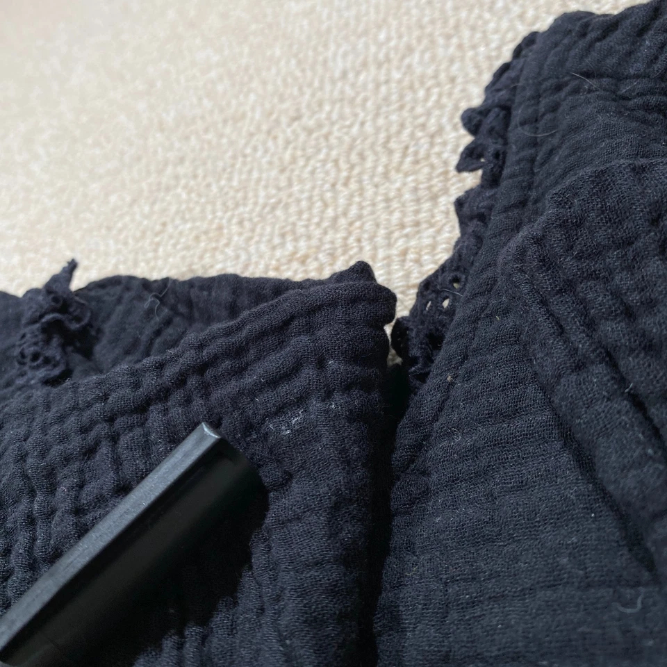 Blusa Vero Moda Hippy Top Feminina 14 Reino Unido Preta Acabamento em Renda Manga Curta - Imagem 3 de 4