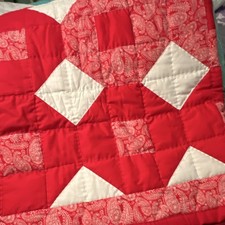Handmade Red White Paisley Patchwork Cotton Throw Quilt Handmade Technique