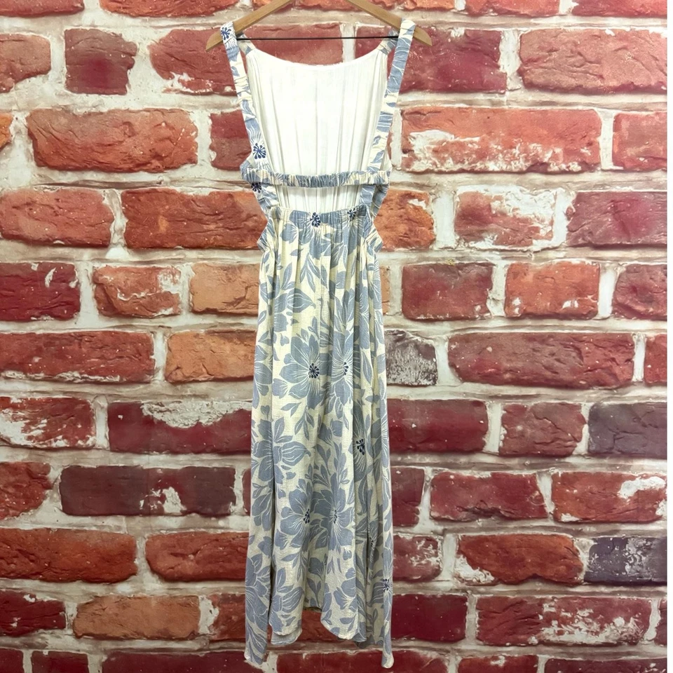 Vestido Olivaceous Para Mujer Grande Azul Off White Floral Recorte Espalda Informal Popover Foto 2 de 4