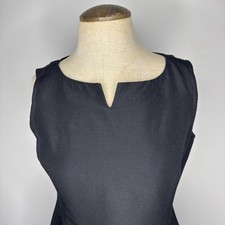 Talbots Sleeveless Black Cotton Silk Shift Dress Lined LBD Women 10