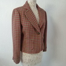 LKNW Liz Claiborne Tweed multi color green tan blue-purple wool blazer 12