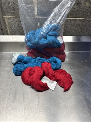 Cascade Yarns Heritage Silk Yarn Color 5619 & 5626 Blue and Red 6 Skein Lot