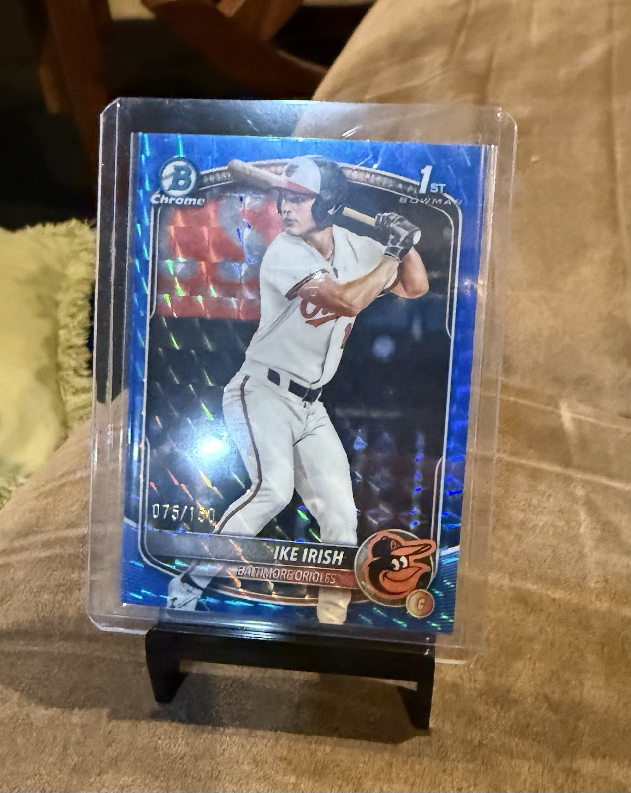2025 Bowman Draft Chrome-Ike Irish #BDC-16-Blue Prismatic Refractor 75/150 O’s