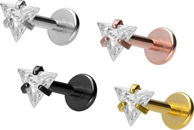 PIERCINGLINE  Piercing Stecker Titan Labret mit Gewinde EINGEFASSTES