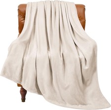 Fleece Blanket Beige Throw Blankets for Couch  Bed, Luxury Plush Cozy Fuzzy