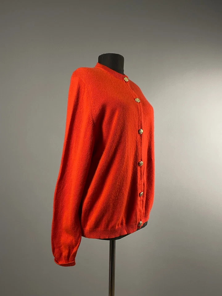Cárdigan Ballantyne Cachemir Dorado Botón Manga Larga Tejido Rojo Talla 44 ~Escocia Foto 3 de 4