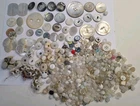 Large Lot of Vintage Mother Of Pearl, Milk Glass, Clam Broth Buttons (JL)
