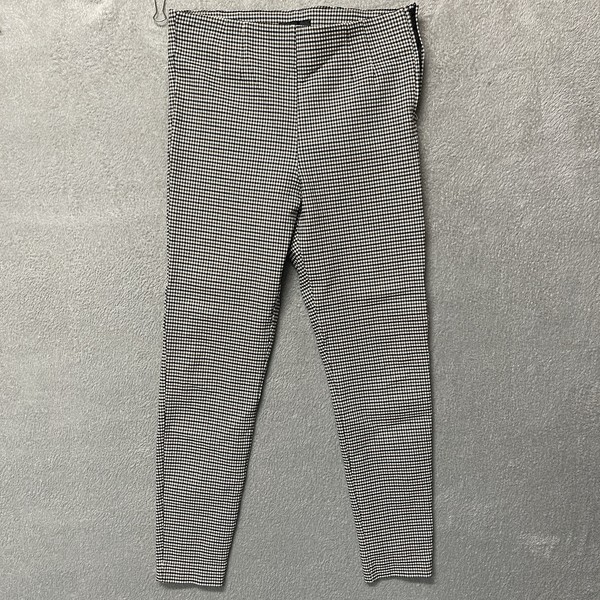 Zara Check Chino Pants Women Size L Large Smart Casual Multicoloured Side Zip
