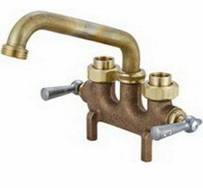 Central Brass Laundry Faucet Utility Sink Dual-handle Swivel Spout Rough Brass
