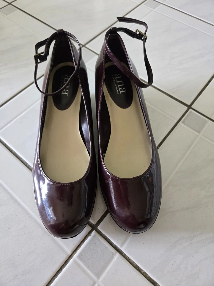 Tacones de cuña de charol granate A.N.A 6,5 M nuevos sin caja Foto 2 de 4