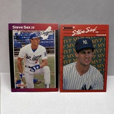 Donruss MLB Baseball 1989-90 Steve Sax Dodgers Yankees Donruss 89 90 2 Card Lot